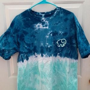 Ivory Ella Blue Tie Dye Women's Tshirt Size Large L save the elephants
